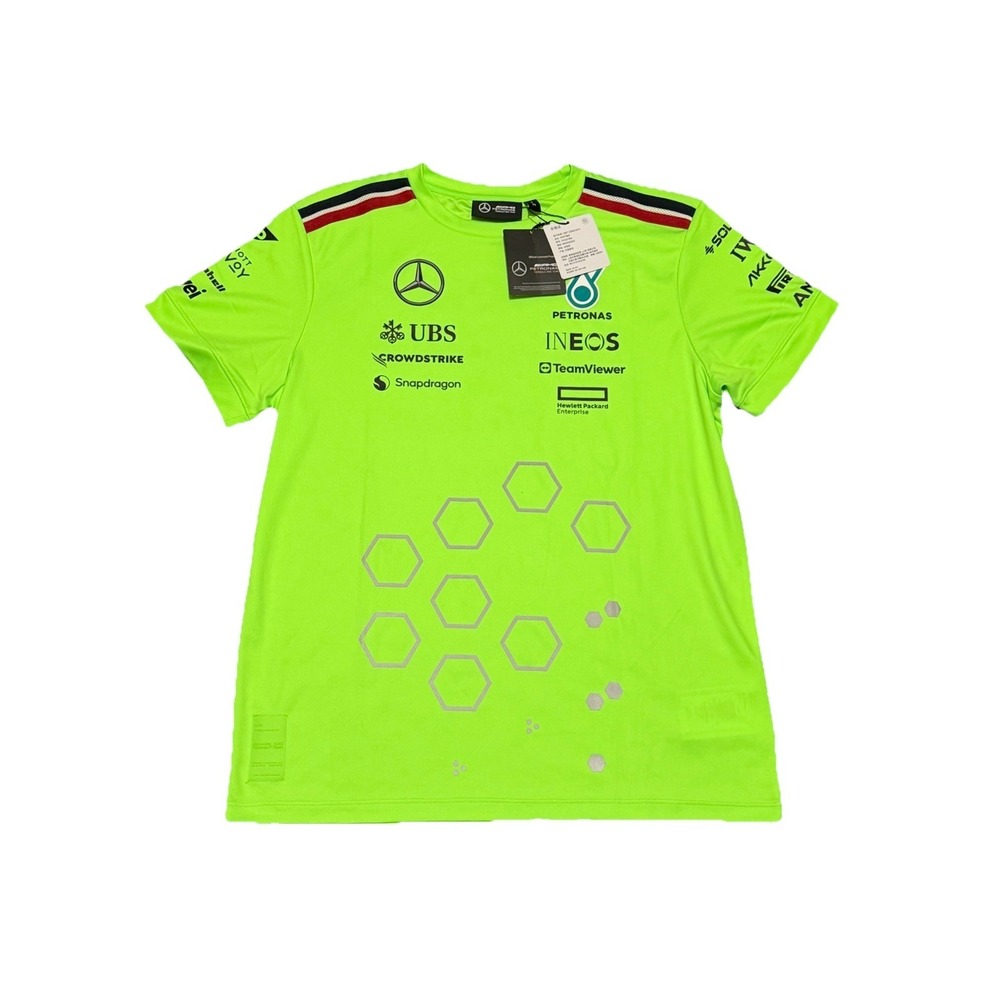MERCEDES PETRONAS F1 2024 RACING CREW SHIRT JERSEY GREEN TOMMY HILFIGER MENS M